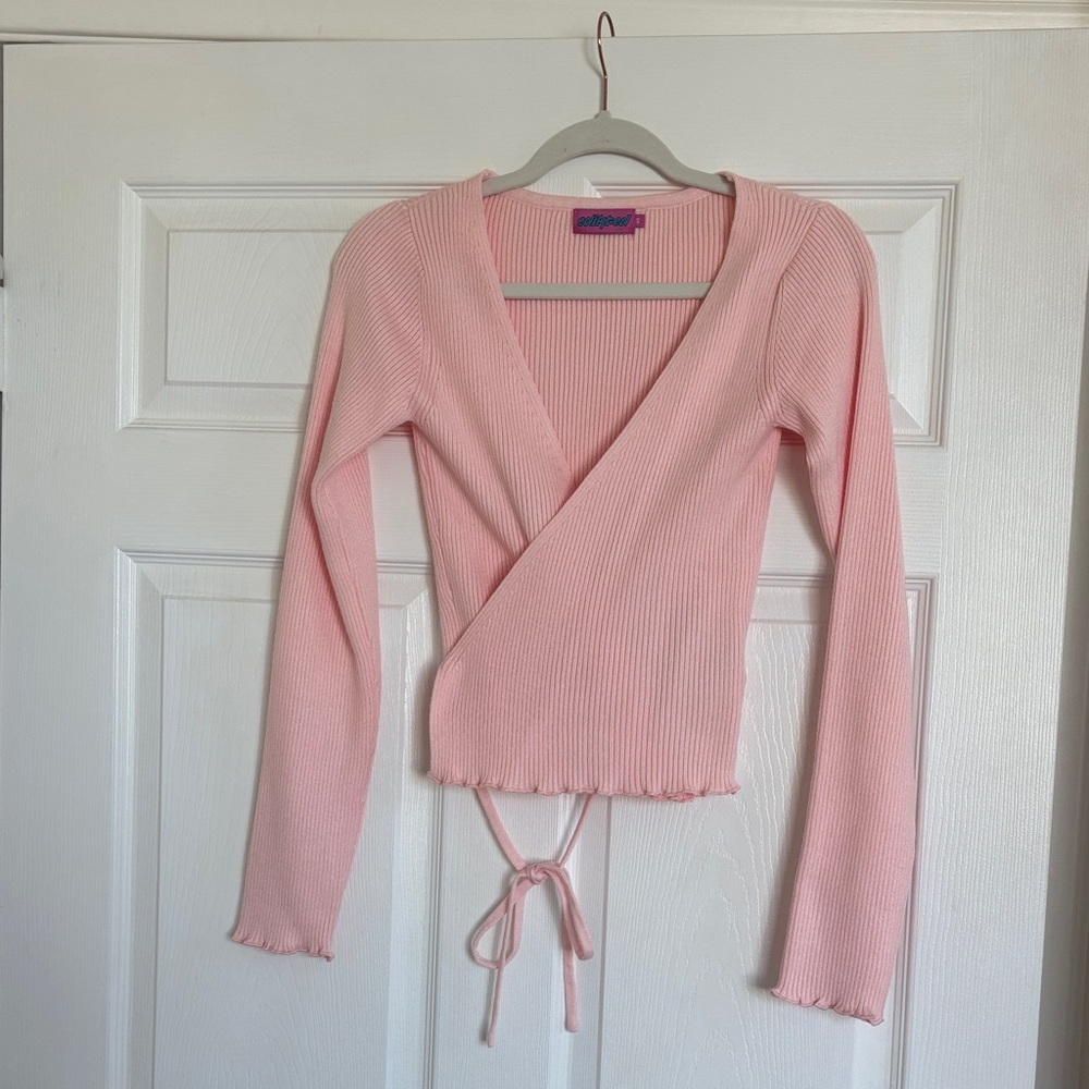 Edikted Light Pink Wrap Sweater
